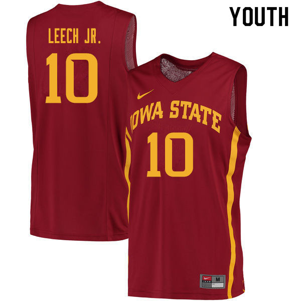 Youth #10 Marcedus Leech Jr. Iowa State Cyclones College Basketball Jerseys Sale-Cardinal